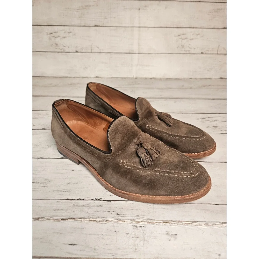 Massimo Dutti Mens Tassel Loafers Brown Suede Leather Sole EU 42 Portugal